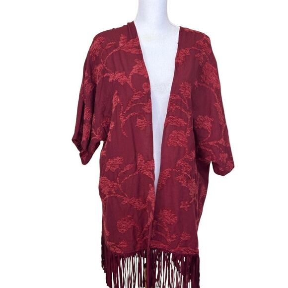 Flora chenille kimono, red, one size, bohemian, artsy, eclectic, wacky, unique - Picture 1 of 7